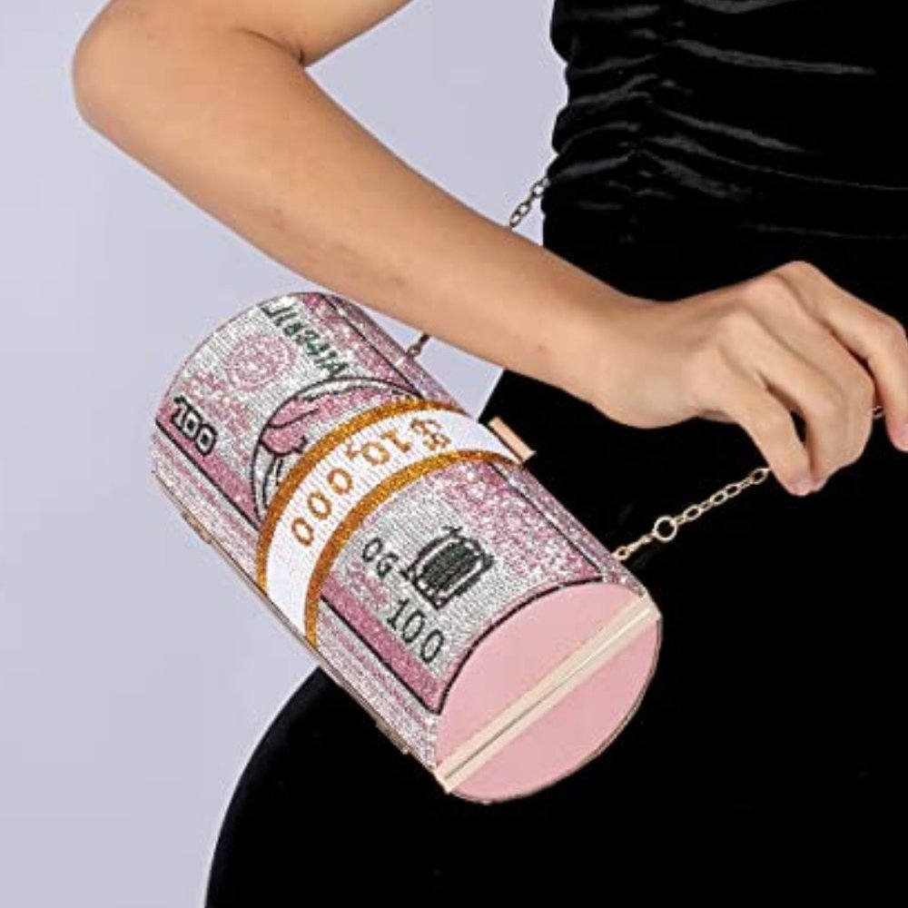 Evening Handbags Crystal Money Bag Purse Diamond Bling Clutches for Wedding